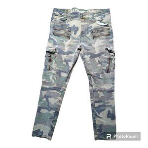 Grindhouse Men's Jeans Color Green Tan Size 38 Camouflage